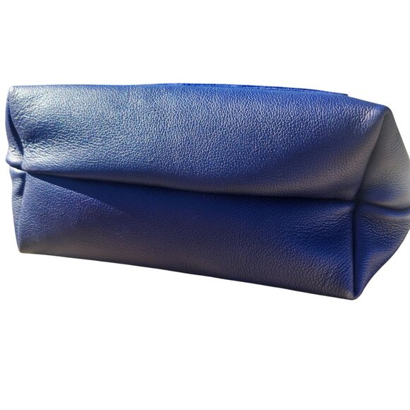 Portland Leather Med Classic Tote Cobalt Pebbled Leather Tan Handles (Tandles) - Picture 5 of 9